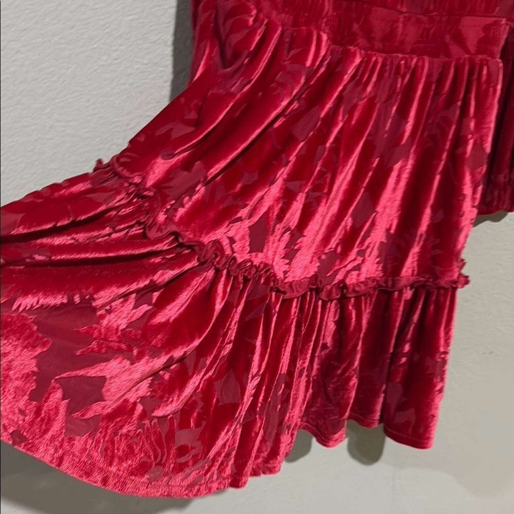 Eloquii Pink Mock Neck Barbiecore Midi Dress velvet burnout romantic formal - Picture 8 of 14